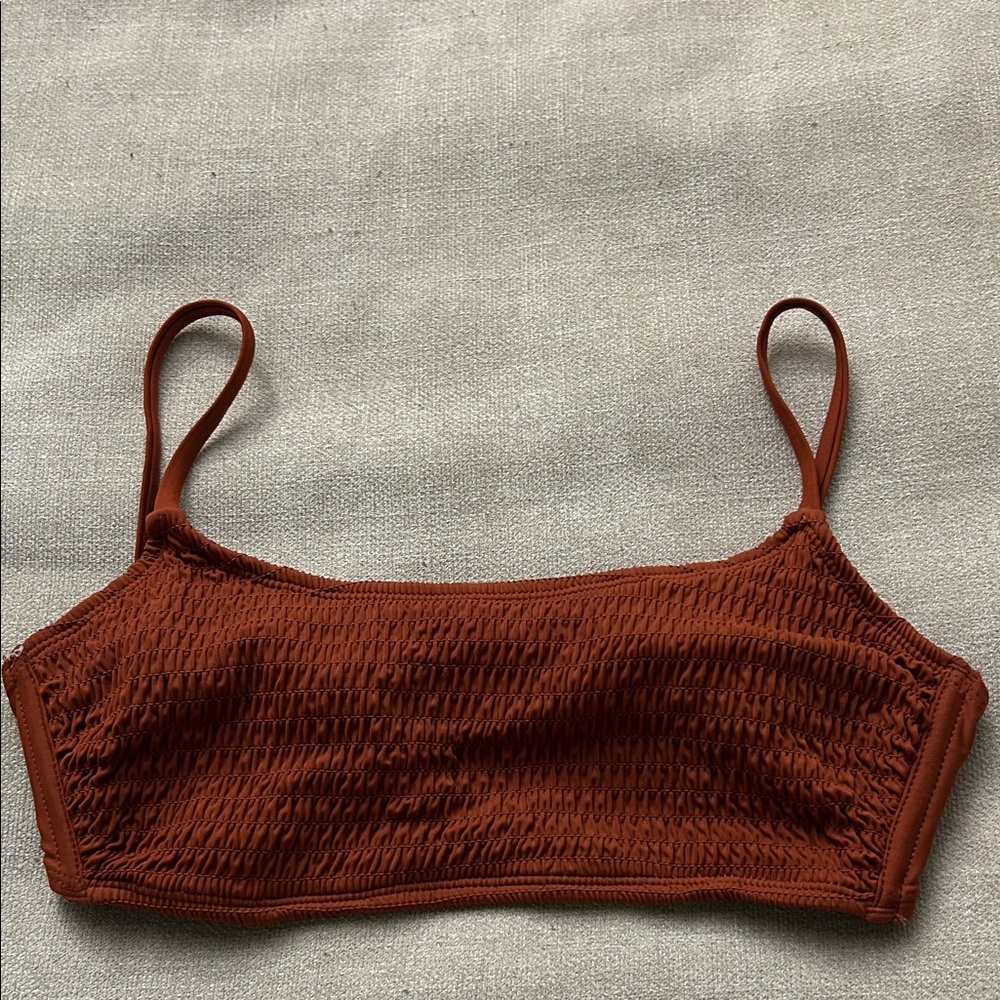 Xhilaration Rust Brown Smocked Bikini Top